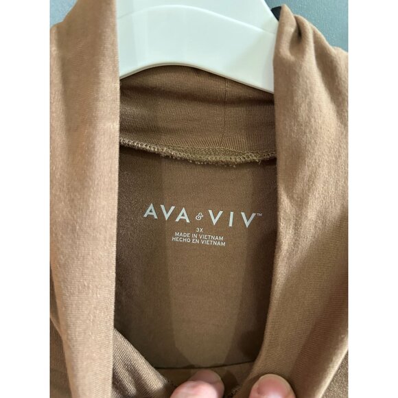 NWT Ava & Viv Womens Brown Long-Sleeve Mock Neck Top 3X Super Soft - Picture 3 of 4